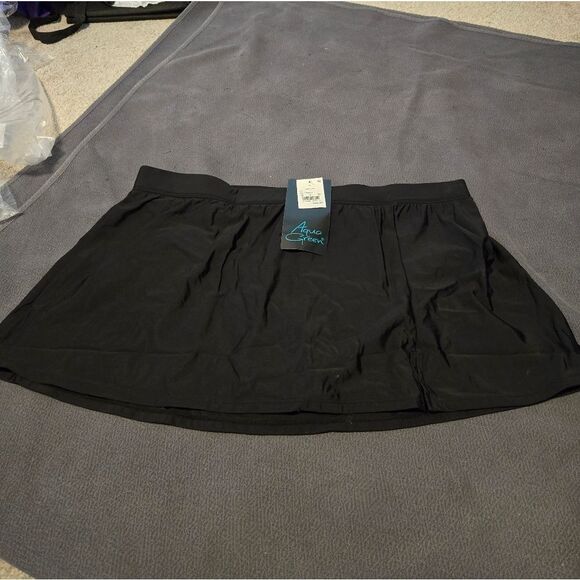 Aqua Green Black Plus Size Swim Skirt - Picture 1 of 5